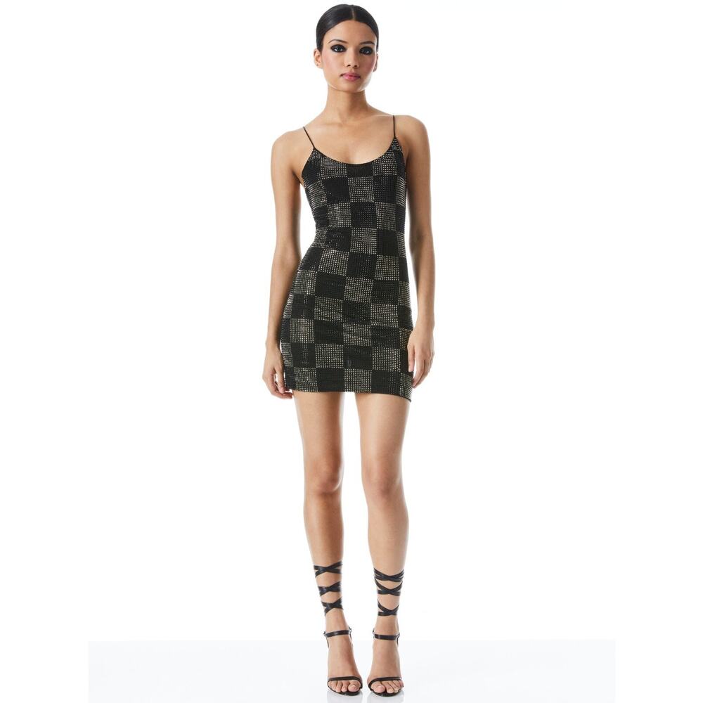 New Alice and Olivia Dress 2 Nelle Embellished Mini Rhinestone Jeweled Lined